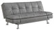 Modern Futon, Gray Faux Leather Seat With Adjustable Arms & Elegant Tufting