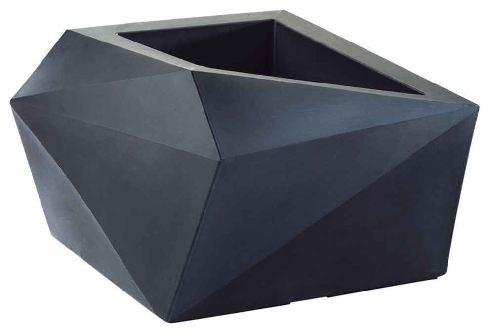 Origami Indoor/Outdoor Geometric All-Weather Planter - 23'' (Caviar Black)