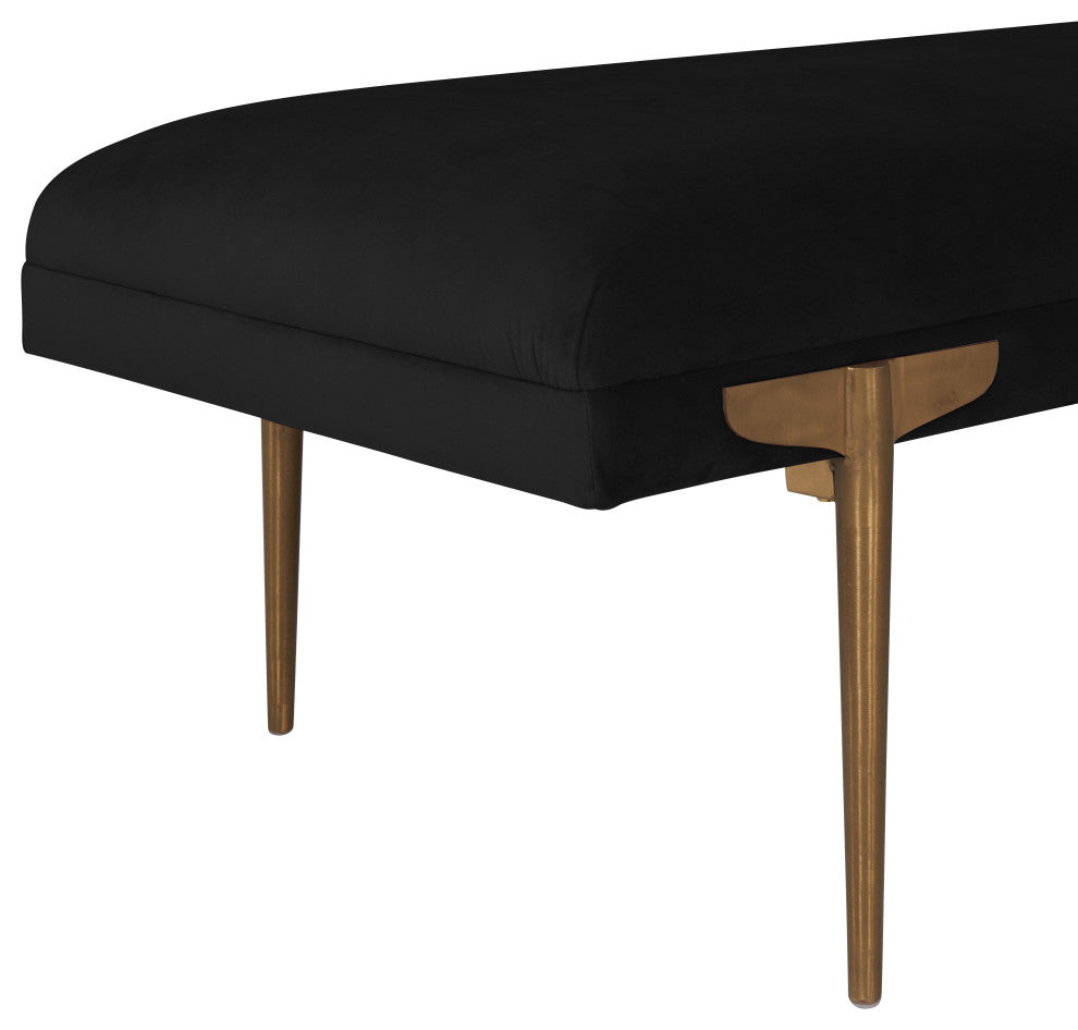 Brno Black Velvet Bench - Black