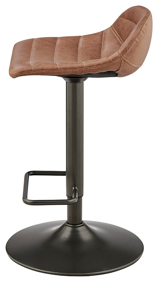 Koa Fabric Gaslift Swivel Bar Stool, Set of 2, Umber Brown, Faux Leather