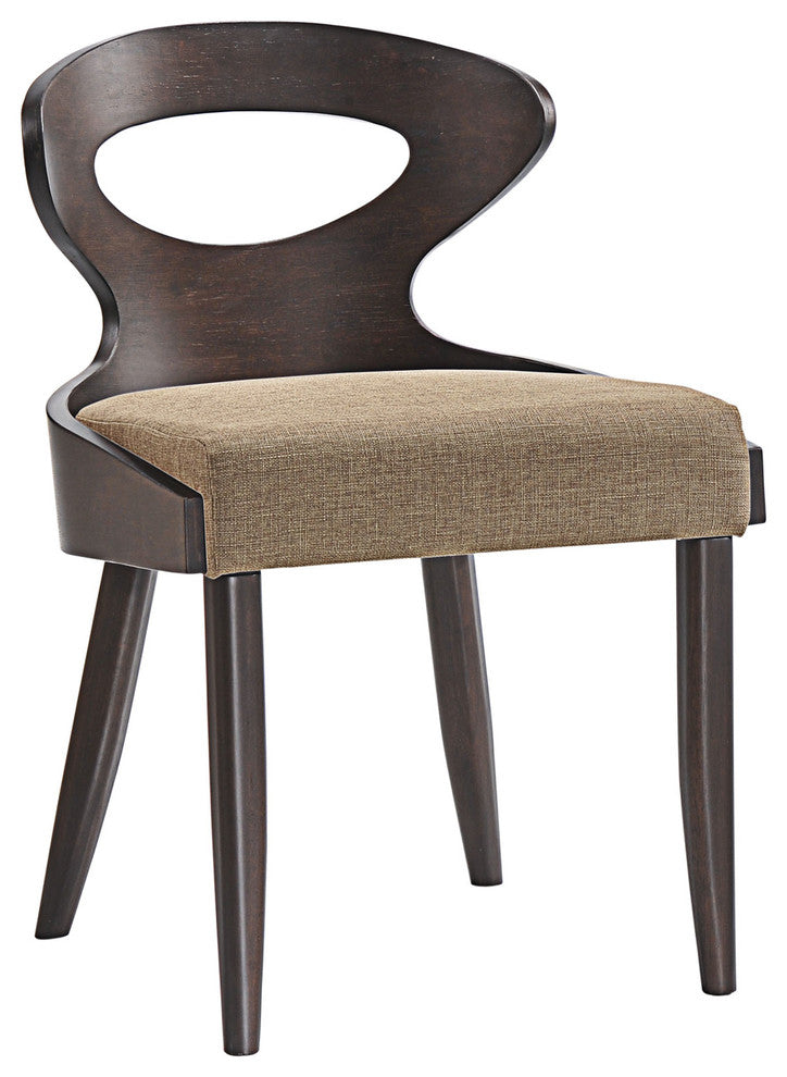 Modern Urban Contemporary Dining Side Chair, Brown Wood Fabric