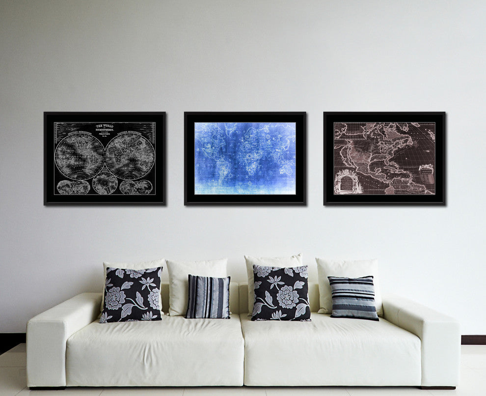 World Vintage Vivid Color Map Canvas, 28"x37"
