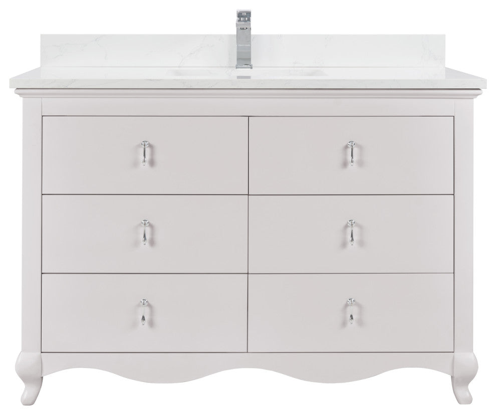 Legion Furniture WS2512 Series Bathroom Sink Vanity, Dreamy White, 48", Artificial Stone Top, Single Sink