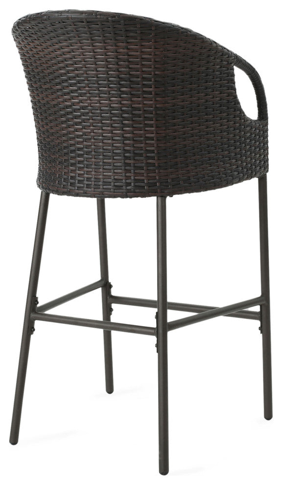 GDF Studio 5-Piece Big Rock Outdoor 41" Wicker Bar Set With Cushions