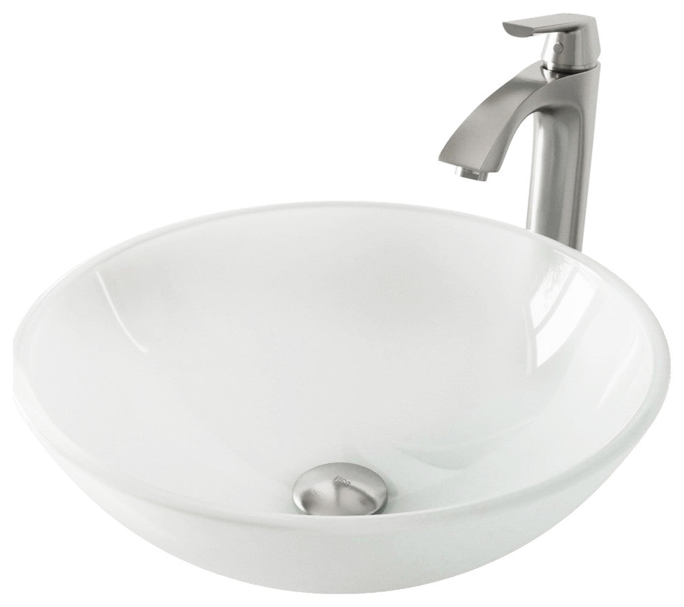 Giovanni 17"L x 17"W Glass Vessel Sink and Linus 12"H Faucet Set