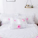 Tache 6-Piece Rose Pink White Satin Ruffled Bedding Set, California King