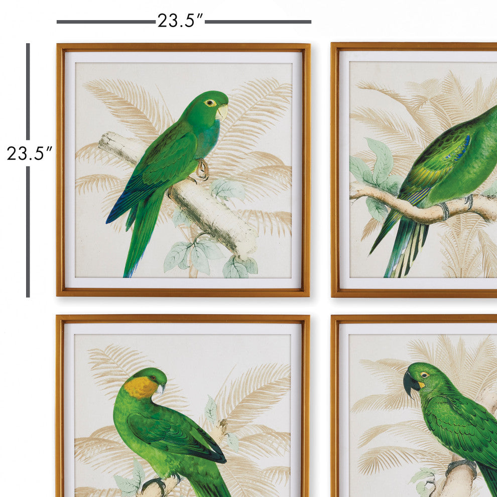 4-Piece Green Parrots Study Set