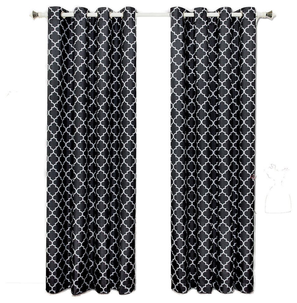Meridian Room Darkening Grommet Panels, 2PC, Black and Gray, 104"x84"