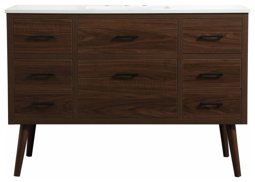 Home Living 22" Midcentury Modern Walnut-Light Bathroom Vanity