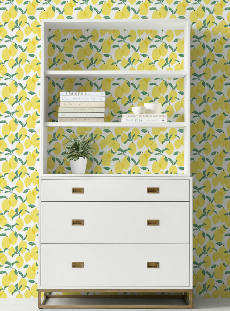 Lemon Peel and Stick Vinyl Wallpaper, 24"w X 60"h