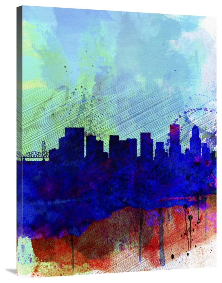 "Portland Watercolor Skyline" Fine Art Print