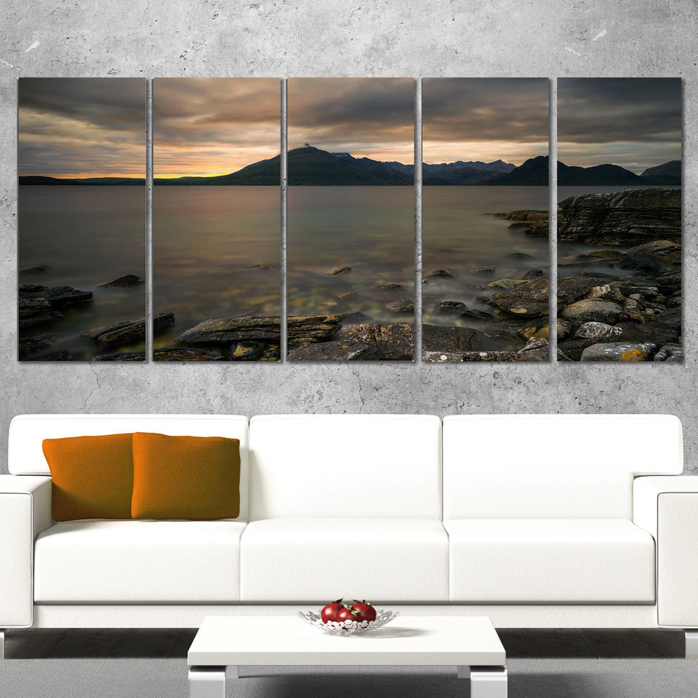 "Rocky Coastline of Loch Scavaig" Landscape Wall Art, 5 Panels, 60"x28"