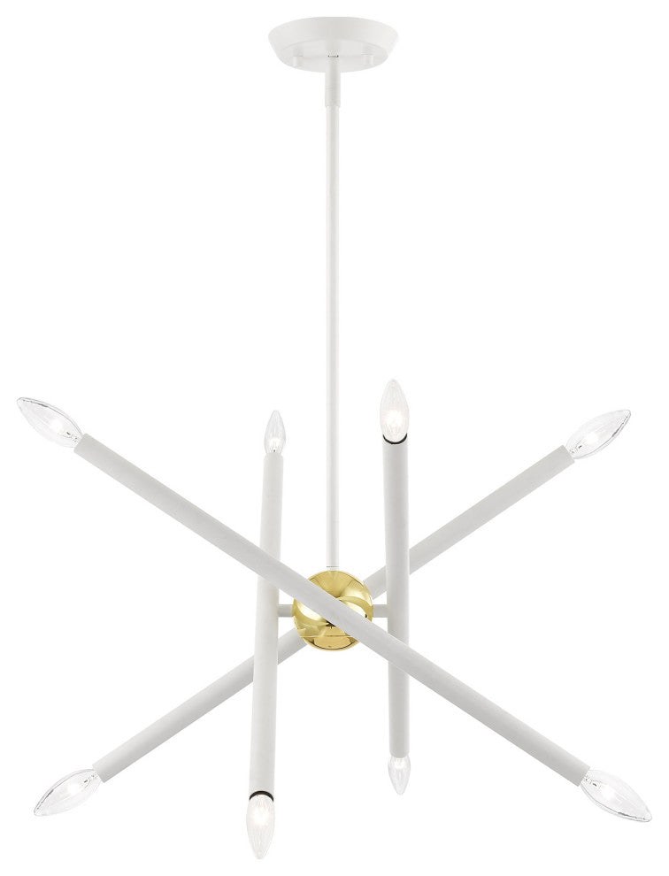 Livex Lighting Soho 8 Light White With Polished Brass Accents Chandelier