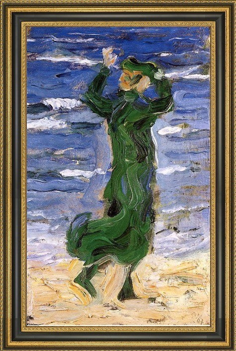 Franz Marc Woman in the Wind by the Sea - 18" x 27" Framed Premium Canvas Print