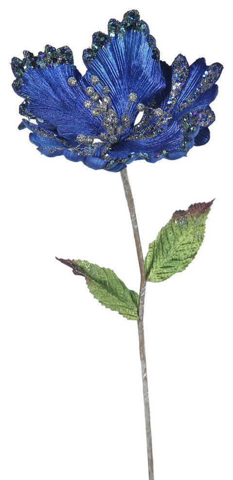 Vickerman 23" Hibiscus, 8" Flower, Set of 3, Blue
