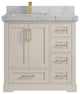 Boston 36" Left Offset Bath Vanity in Fine Grain 2" Venatino Quartz