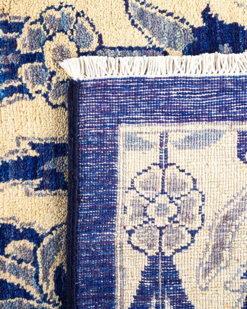 Suzani, One-of-a-Kind Hand-Knotted Area Rug Blue, 6' 3" x 6' 6"