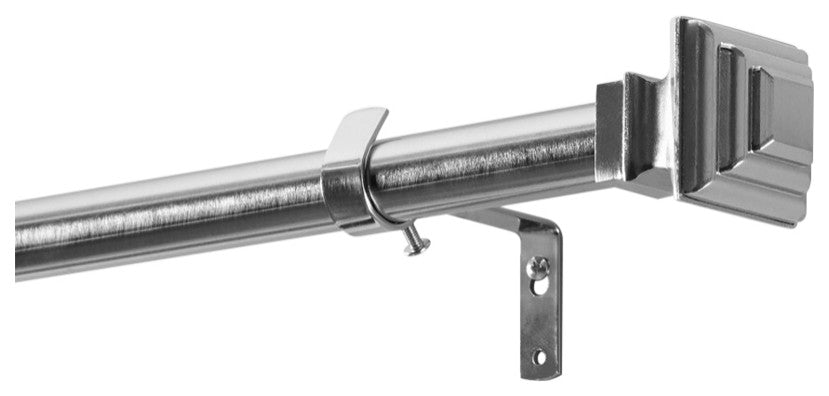 Modern Square Extendable Metal Rod Set, 52" 144", Nickel