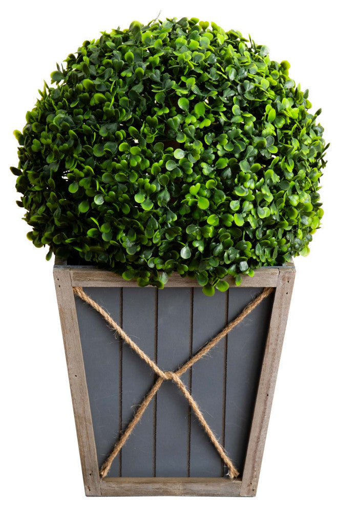 18in. UV Resistant Prelit Artificial Boxwood Ball Topiary, Planter