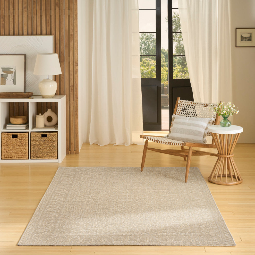 Nourison Tulum 5'3" x 7' Cream Outdoor Rug