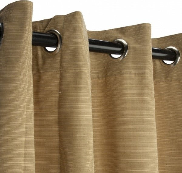 Dupione Bamboo Sunbrella Outdoor Single-Panel Curtain With Grommets, 120"
