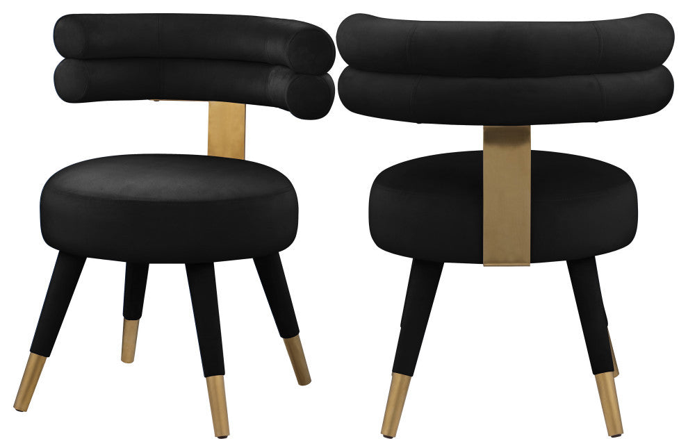 Fitzroy Velvet Upholstered Dining Chair (Set of 2), Black