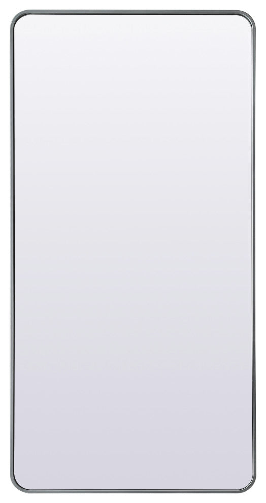 Soft Corner Metal Rectangle Full Length Mirror 30X60 Inch, Silver