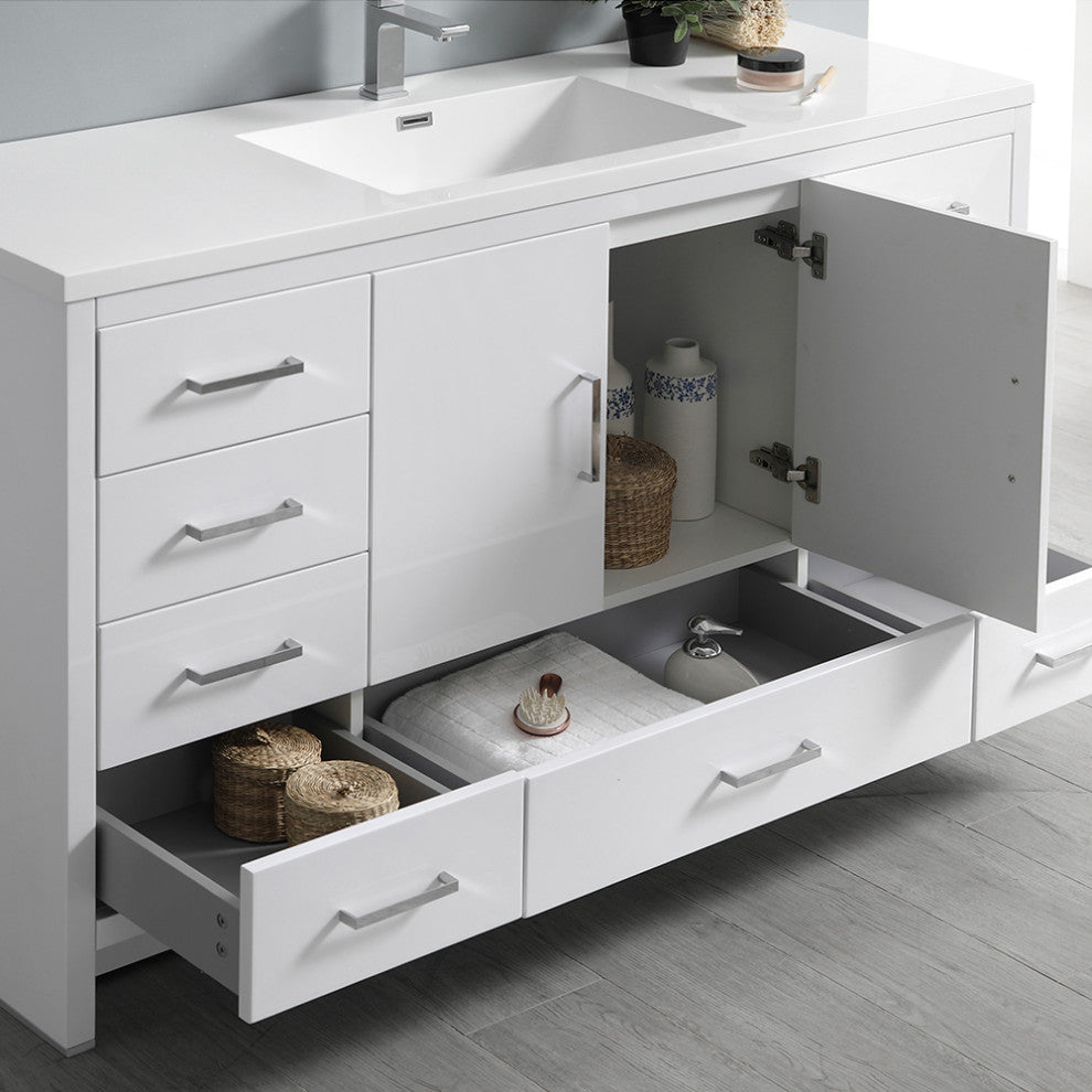 Fresca Imperia 60" Gloss White Cabinet With Integrated Single Sink