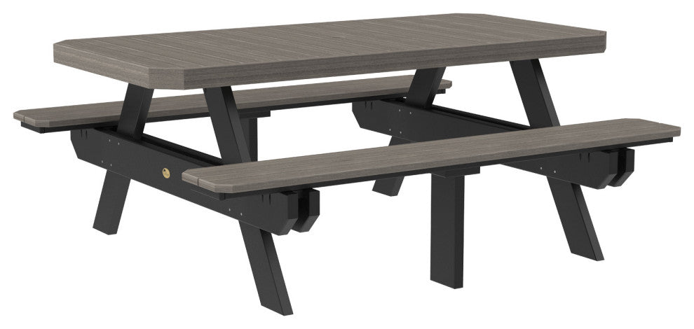 Poly 6' Rectangle Picnic Table, Coastal Gray & Black