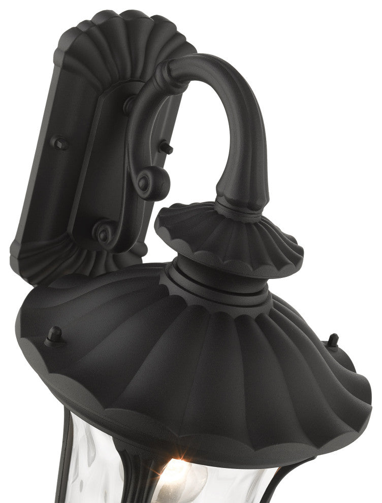 Textured Black Traditional, Victorian, Sculptural, Outdoor Wall Lantern