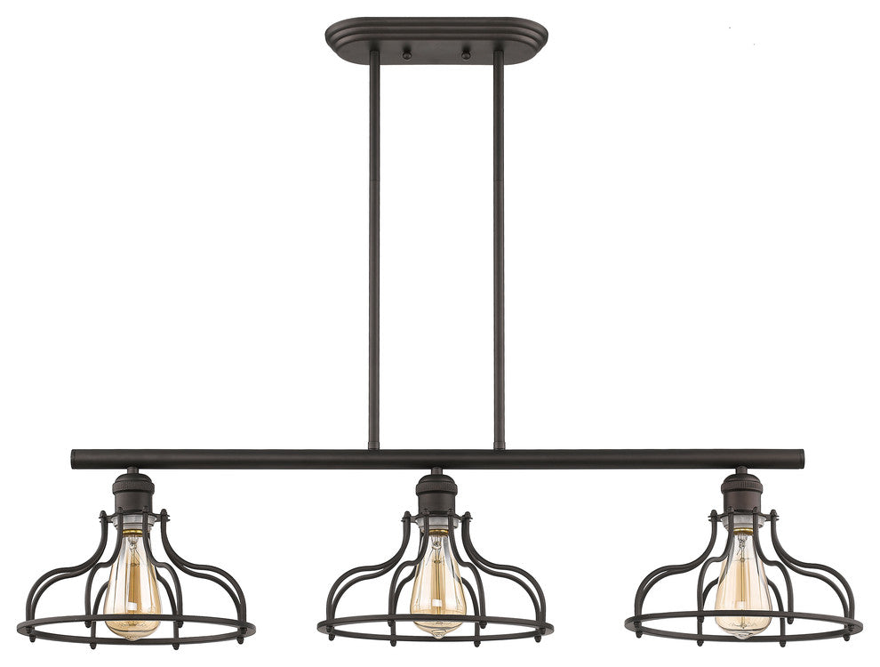 Jaxon 3-Light Rubbed Bronze Island Hanging Fixture 37"