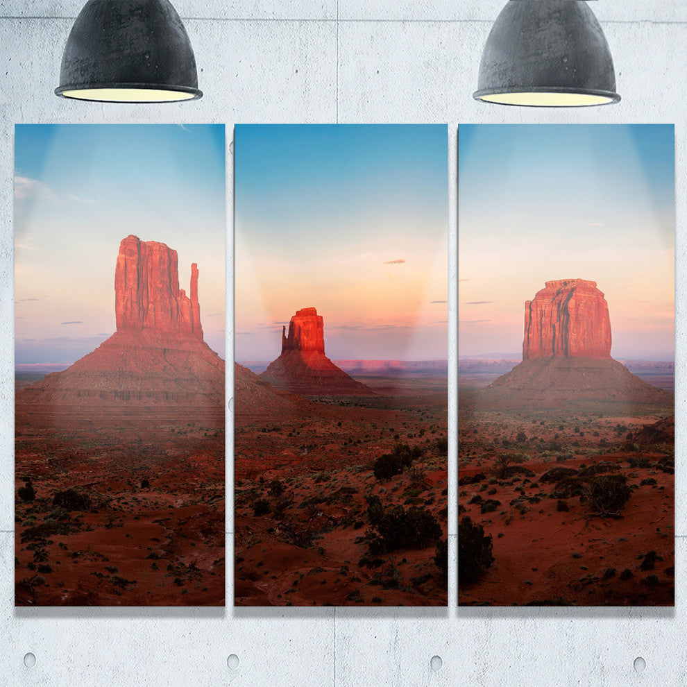 "Sunset in Monument Valley" Metal Wall Art, 3 Panels, 36"x28"