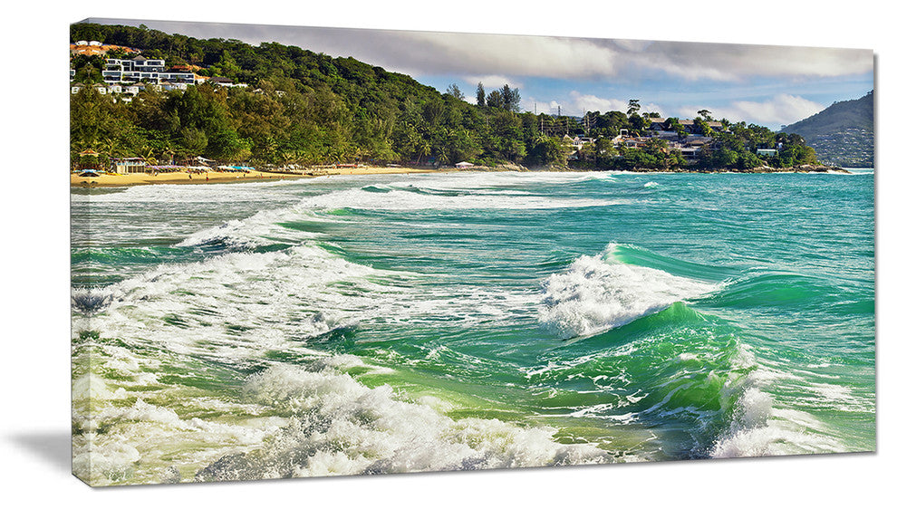 "Exotic Tropical Beach Blue Waters" Oversized Beach Wall Art, 1 Panel, 60"x28"
