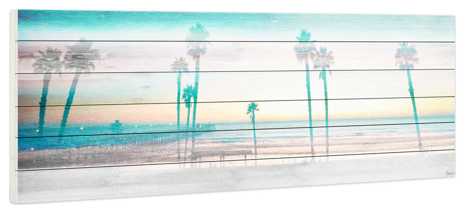 "Playa in the Dusk" Print on White Wood, 60"x20"