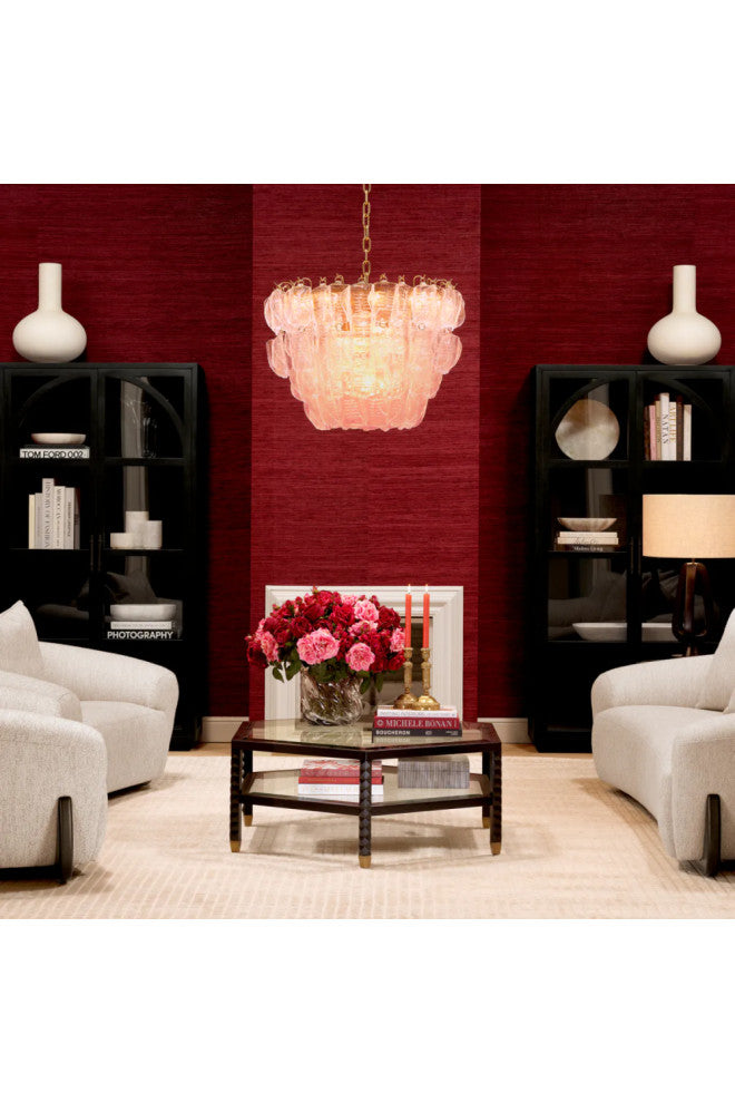 Tiered Handmade Glass Chandelier, Eichholtz Solange, Pink