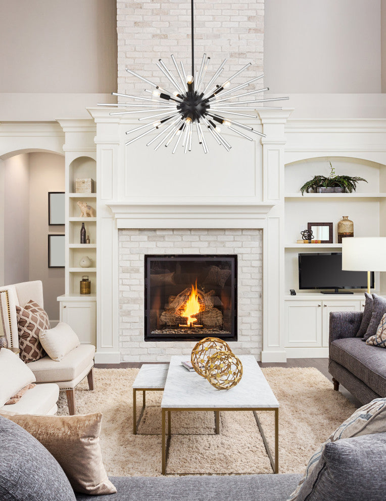 Samuel 46" Crystal Rod Pendant, Black