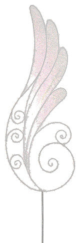 Iridescent Glittered Angel Wing Craft Pick, White, 24"