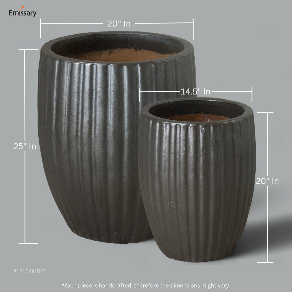 Ridges Planter, Matte Black 16x20