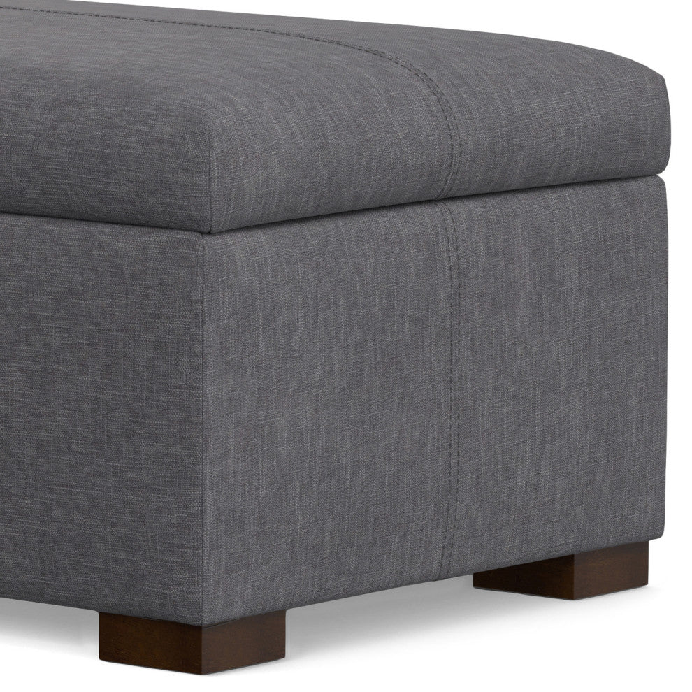Gabbie Rectangular Storage Ottoman, Slate Grey