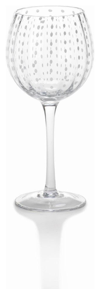 White Dots Wine Glasses, Set of 6, White