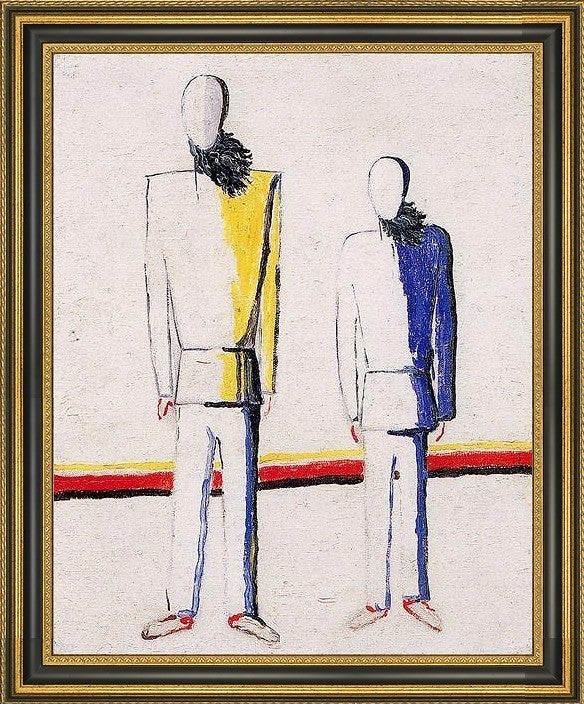 Kazimir Malevich Two Peasants - 20" x 25" Framed Premium Canvas Print