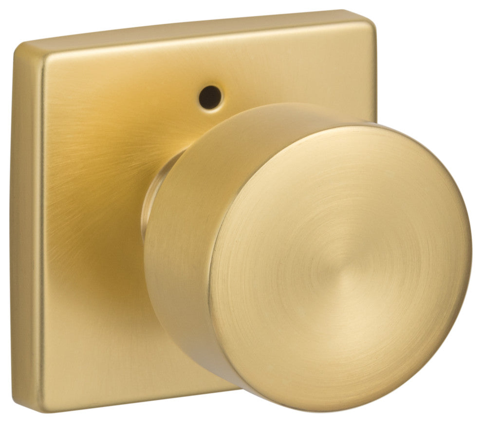 Modern Series Bergen Square Privacy Knob, Satin Brass