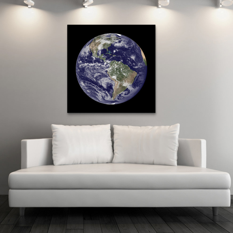 Earth Frameless Free Floating Tempered Art Glass Wall Art 40"x40"