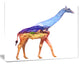Giraffe Double Exposure Illustration, Large Animal Canvas Art Print, 20"x12"