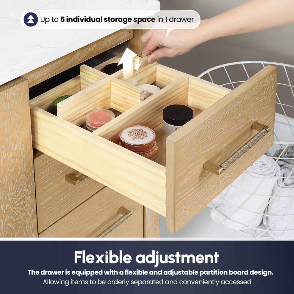 San Bath Vanity with Stone Top, Washed Ash Grey, 72", Double Vanity, No Mirror