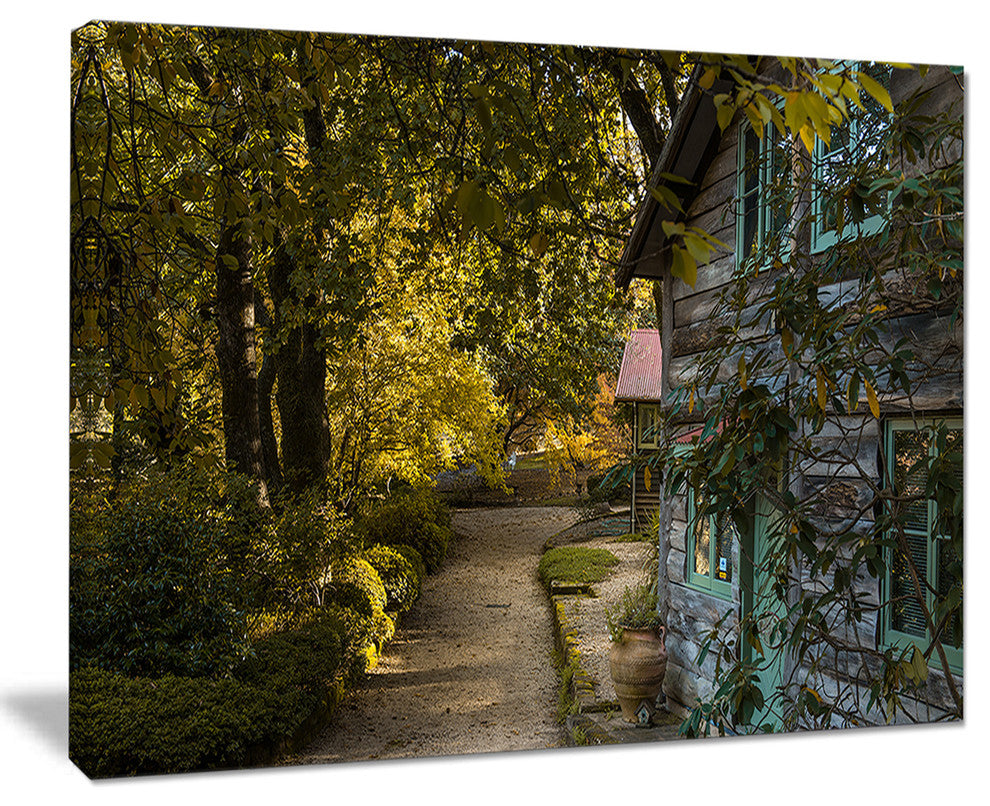 "Pathway in The Green Garden" Landscape Art Print Canvas, 20"x12"