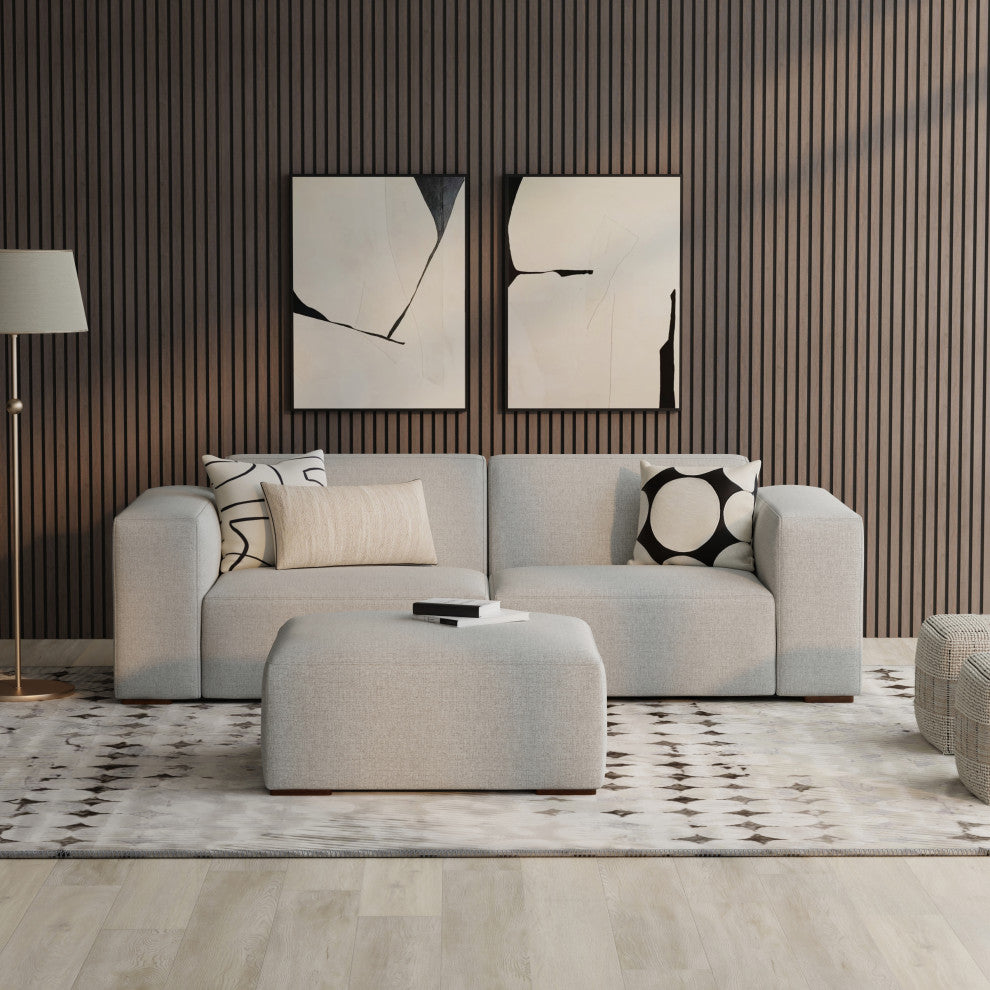 Rex 2-Seater Modular Sofa and Ottoman Set in Tightly Woven Performance Fabric