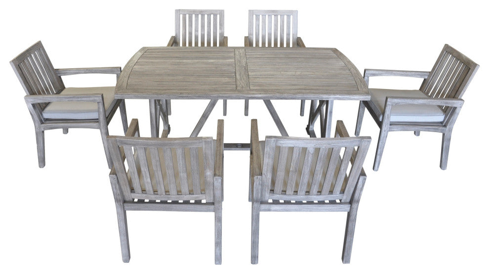 Courtyard Casual Driftwood Gray Teak Surf Side Outdoor Dining Chair with Cushion