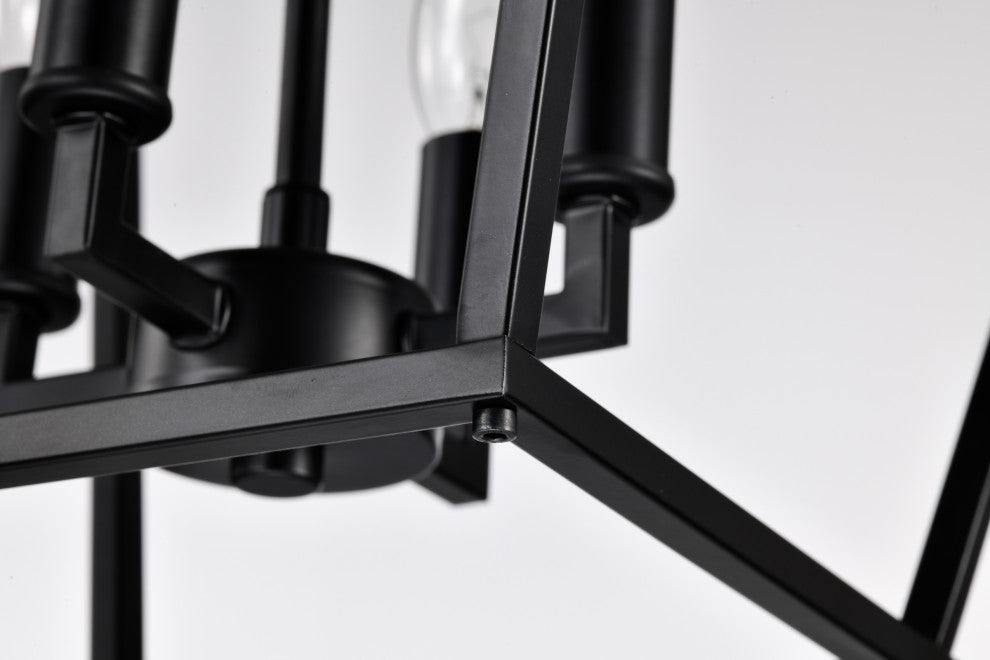 4-Light 12 in. Matte Black Cage Lantern Farmhouse Semi-flush Mount