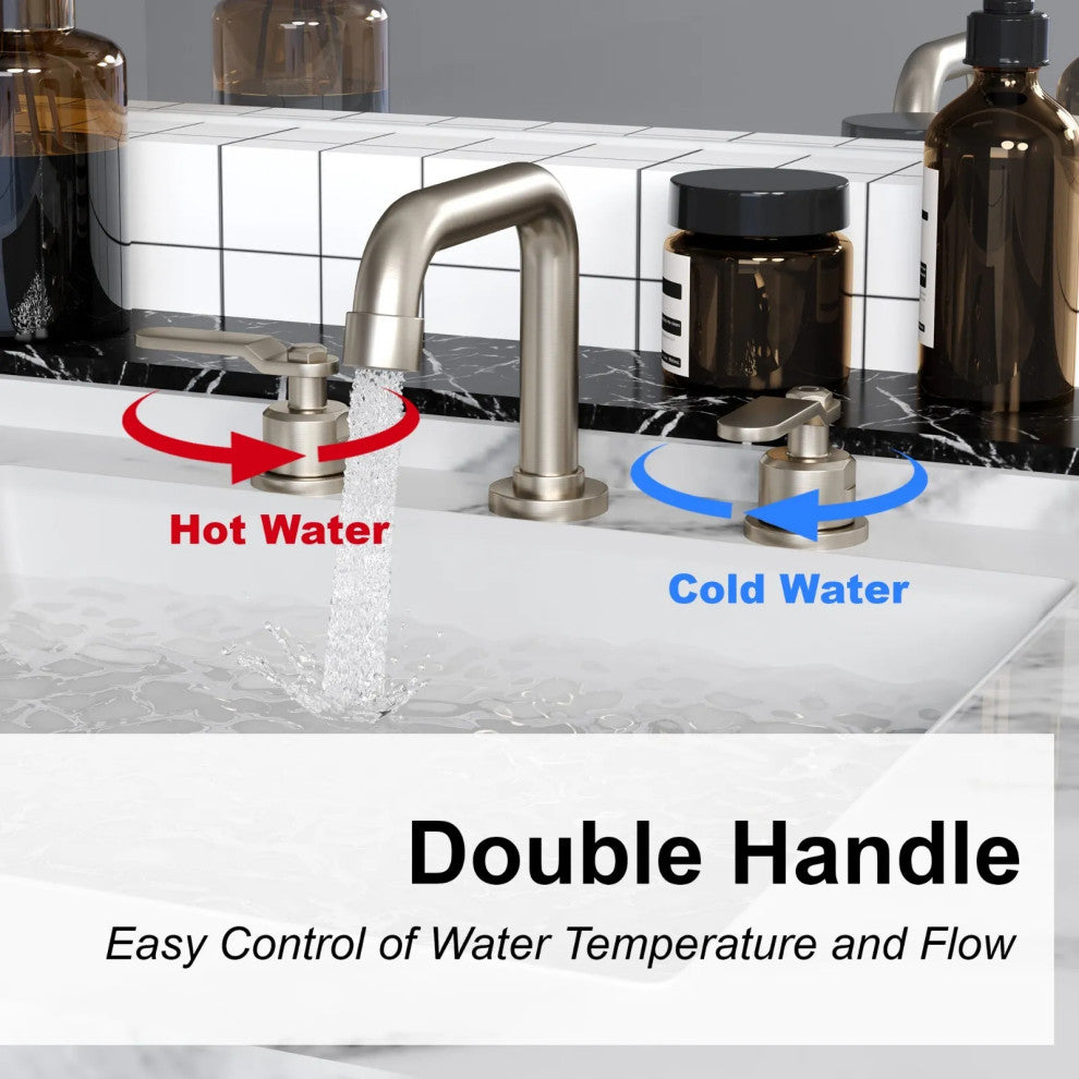 Bathroom Sink Faucet Basin Faucets Widespread 2-Handle Drain Brushed Nickel